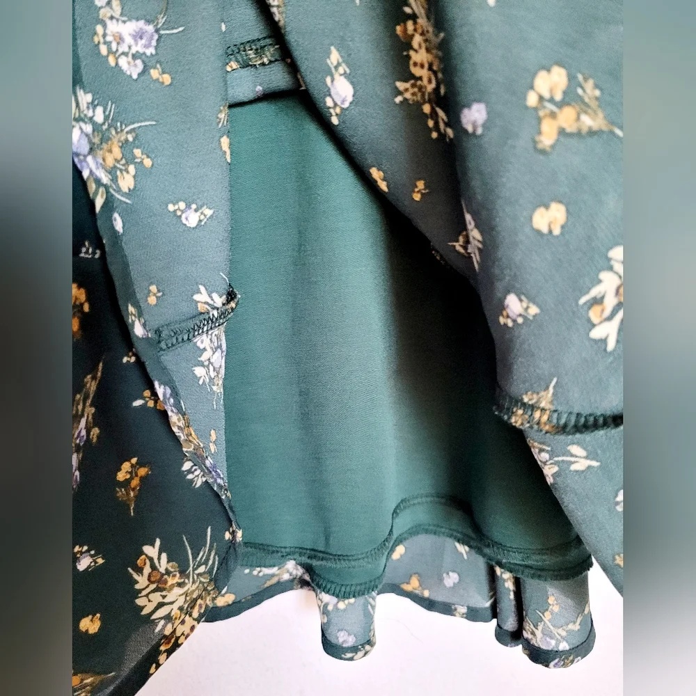 Trixxi Francesca's Women Long Sleeve Mini Dress Floral/Paisley Green Lined Small - Picture 8 of 16